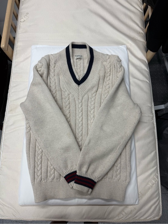 Other - J.Crew Re-Imagined Heritage Cotton Cable Knit Cricket Sweater Ivory Sz L